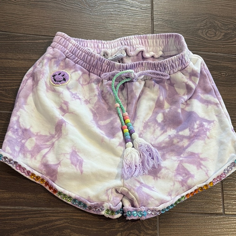 Lola and the Boys Bejeweled Tie- dye Shorts